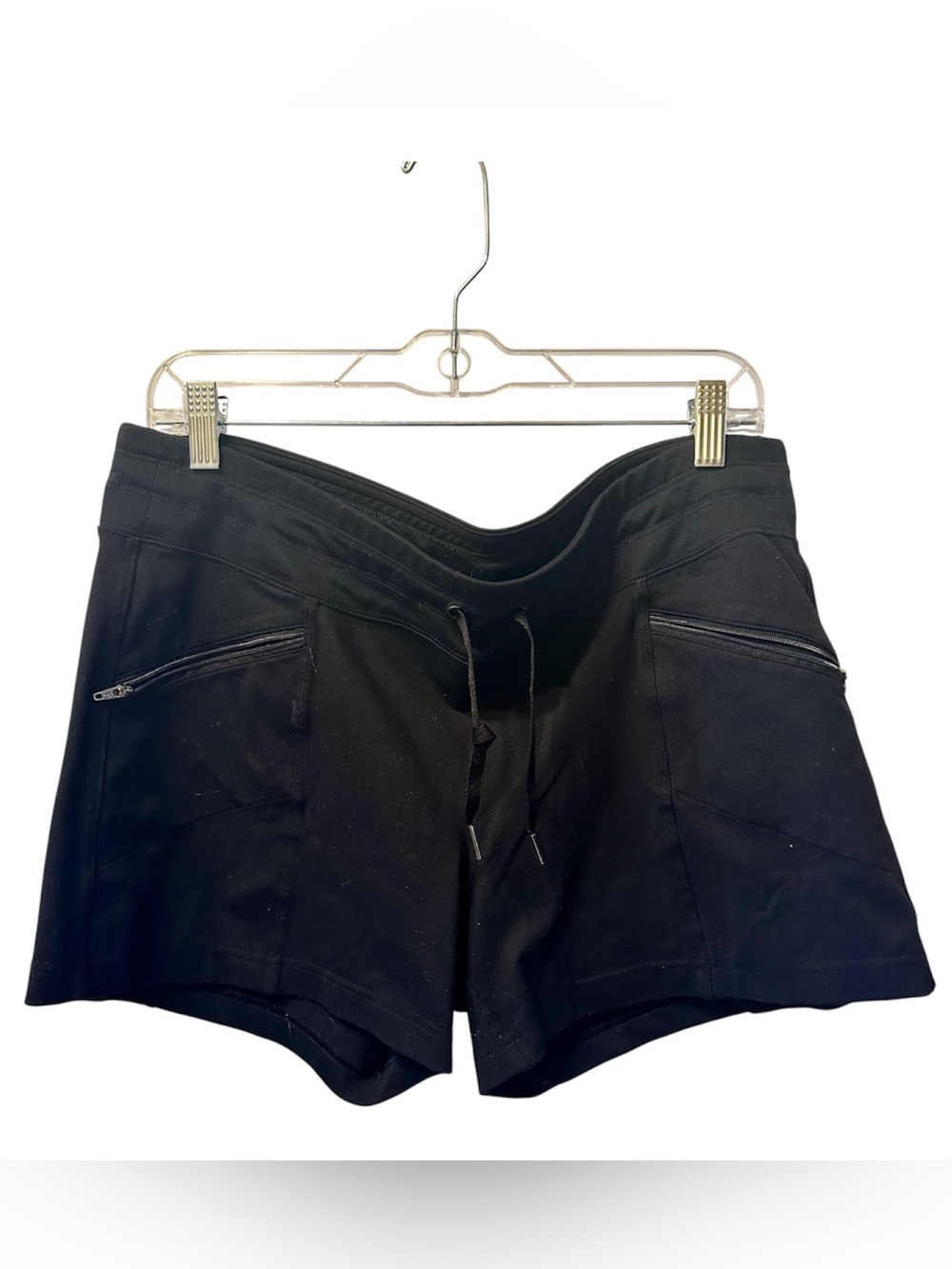 Active Life Black Women's Athletic Drawstring Zip Pocket Shorts